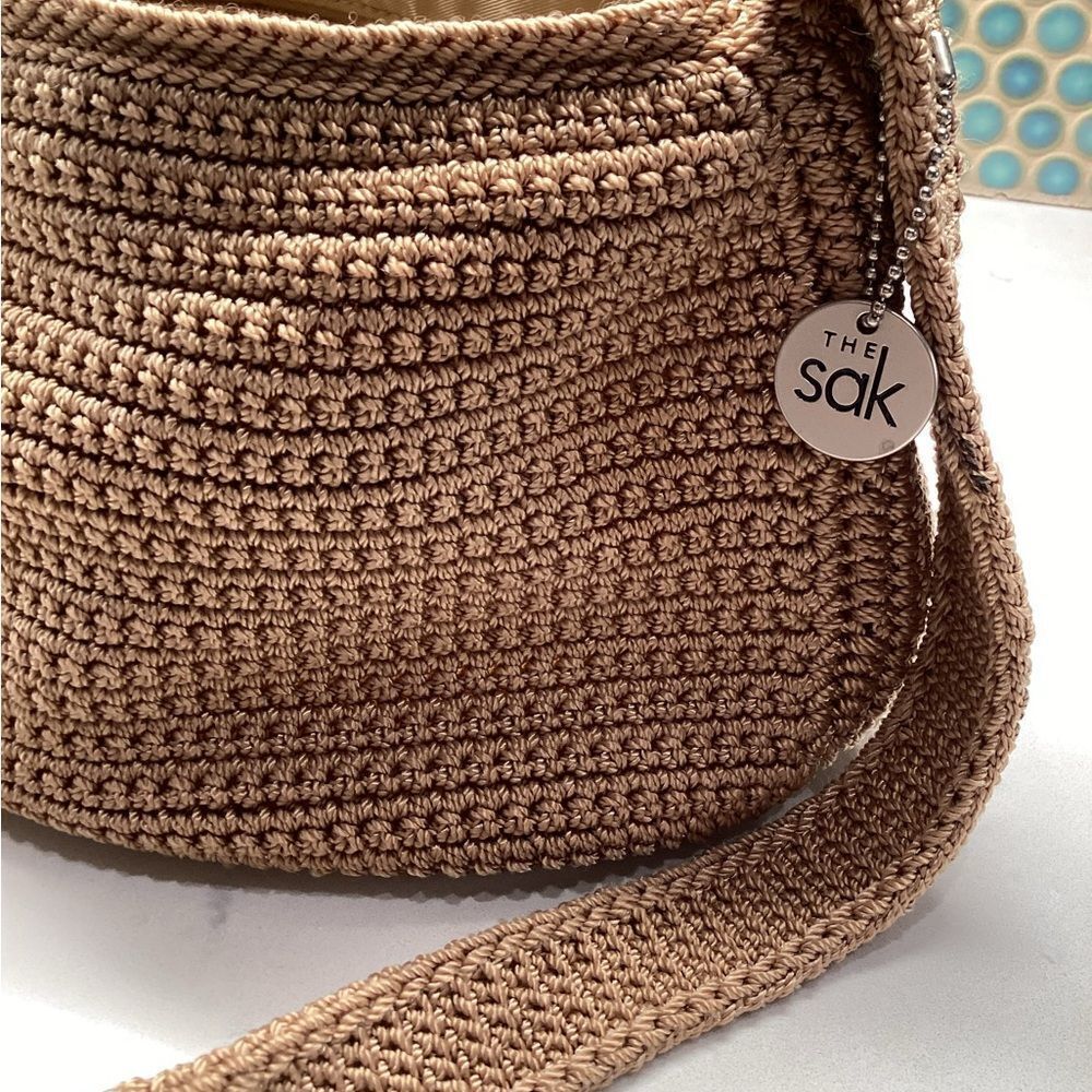 The Sak Woven Crochet Crossbody Bag in Tan - Picture 2 of 6